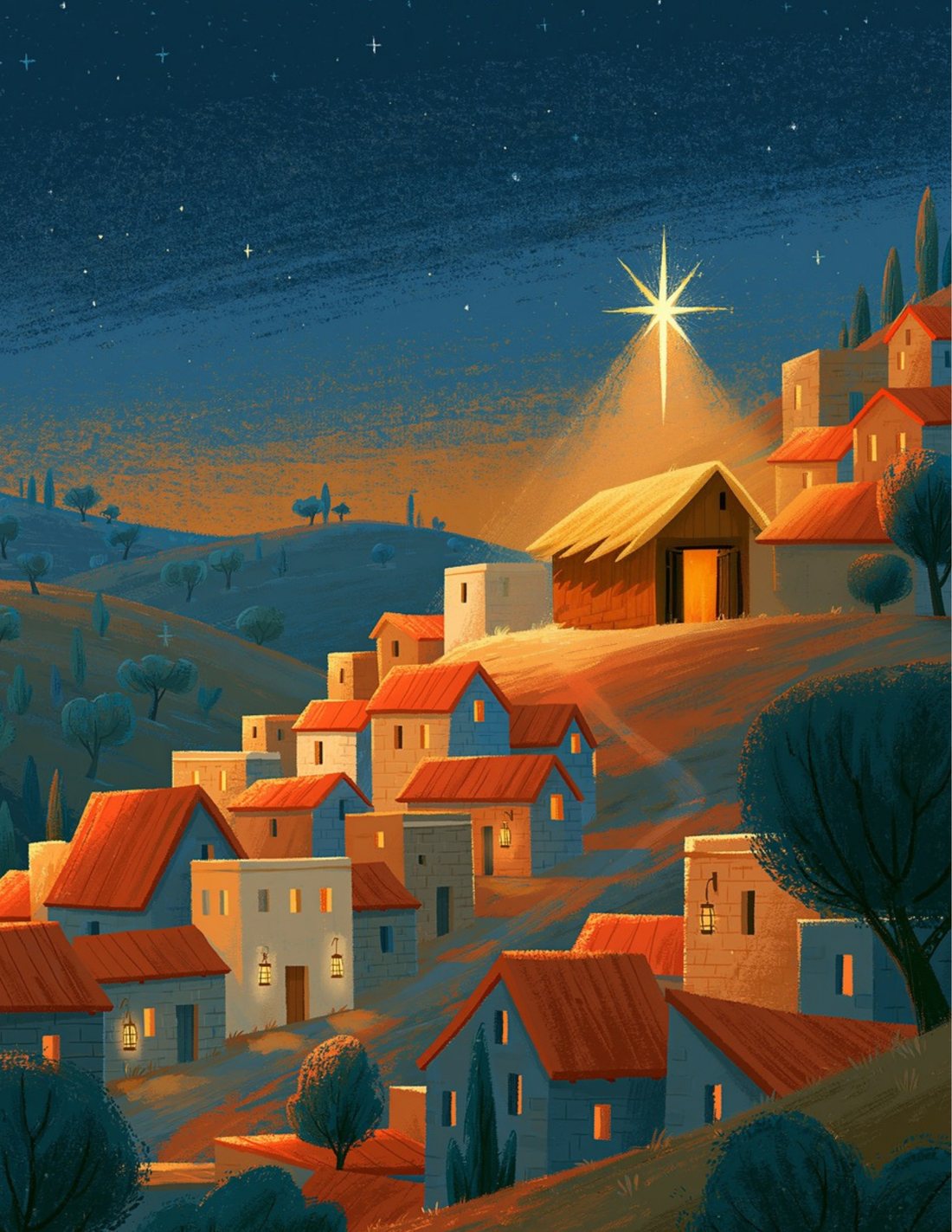 Bethlehem at night under the Christmas star
